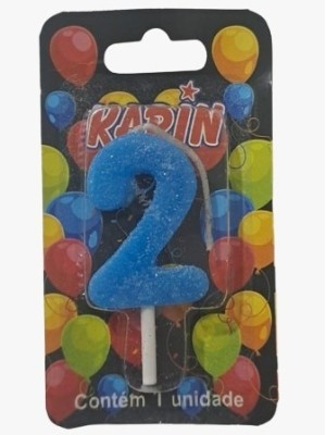 VELA DE ANIVERSARIO N.2 AZUL C/ GLITTER UN. KARIN