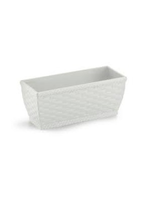 Jardineira Rattan Retangular Branca – Decoração Sofisticada para Casa e Jardim