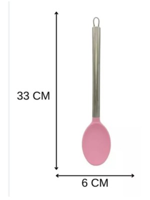 COLHER DE SILICONE 25.5X4.8CM COM CABO INOX UN. GM GOLD