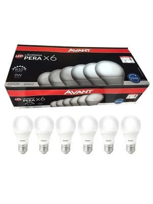 LAMPADA LED PERA CX C/6PCS 9W 803 LUMENS 6500K LUZ BRANCA UN. AVANT