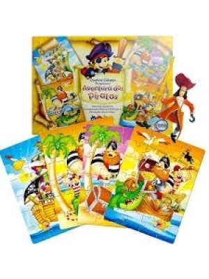 Jogo Quebra-Cabeça Progressivo Aventura Dos Piratas 12,24,36 e 48 peças 