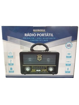 RADIO PORTATIL (AM/FM/SW1-6/ENTRADA USB/TF CARTAO/BLUETOOTH) 23X10X15,6CM UN. IMPORIENTE