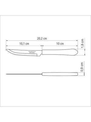 FACA CHURRASCO INOX 4 LEME VERMELHO UN. TRAMONTINA