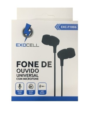 FONE DE OUVIDO COM FIO UNIVERSAL COM MICROFONE UN. JMD IMPORTS