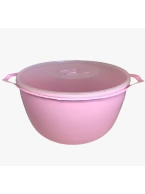 BACIA ROSA COM TAMPA TRANSPARENTE 10,8L UN. UAUPLAS