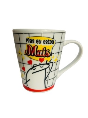 Caneca 290ml de Porcelana Flork com Frases Divertidas Estilo Faixa – Presente Criativo e Decorativo
