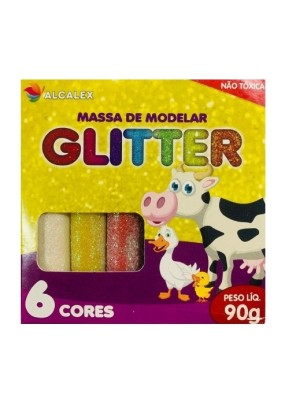 MASSA DE MODELAR C/6 CORES 90G COM GLITTER UN.