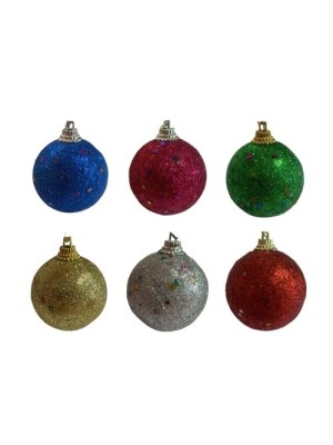 BOLA NATAL 5CM PCT COM 6 UNID CORES SORTIDAS - TOP IMPORTADORA