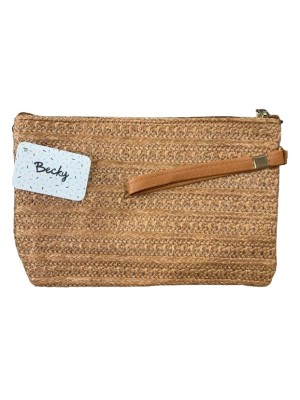 NECESSAIRE BECKY COM ALÇA DE FIBRA NATURAL 22X14X1CM UN. MULTIART