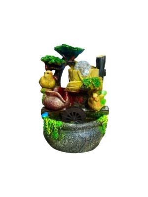 FONTE DE AGUA PAISAGEM PASSAROS C/ BOLA DE VIDRO BIVOLT UN. GM GOLD