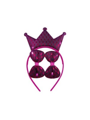 TIARA INFANTIL COROA ROSA KIT C/3 PCS UN. GM GOLD