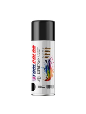 TINTA SPRAY TOOLCOLOR PRETO BRILHANTE 400ML UN. AEROFLEX