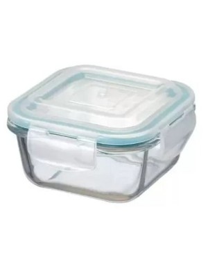 POTE DE VIDRO HERMETICO QUADRADO 310ML - CM48 INGA