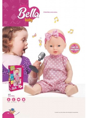 BONECA BELLA BABY 3 CANTIGAS 40CM HEFER BRINQUEDOS