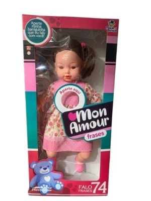 BONECA MON AMOUR FALA 30 FRASES MORENA 50CM UN. MISTER BRINQUE