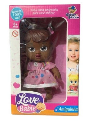 BONECA LOVE BABIE AMIGUINHAS - NEGRA 15,5X8,5X24,5CM UN. MISTER BRINQUE