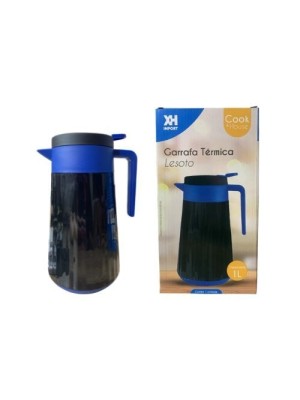 GARRAFA TERMICA LESOTO 1L PRETA-AZUL UN. XH IMPORT