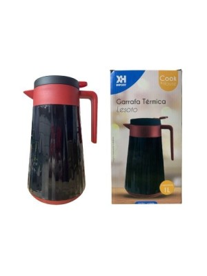 GARRAFA TERMICA LESOTO 1L PRETA-VERMELHA UN. XH IMPORT