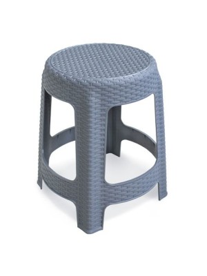 Banqueta Premium Rattan Cinza Decorativa