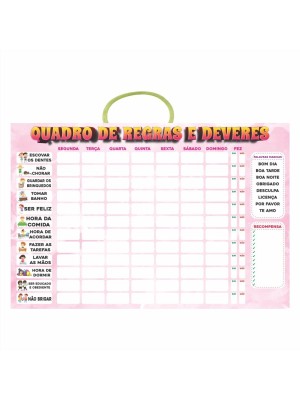 MURAL QUADRO DE DEVERES ROSA 30X45CM MDF 3MM UN.