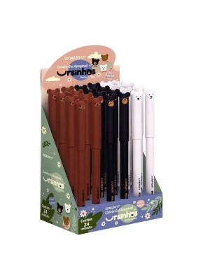 CANETA APAGAVEL GEL 0.7MM DISPLAY C/24PCS UN. URSINHOS AZUL/PRETA/VERMELHA