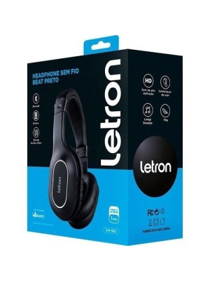 FONE DE OUVIDO SEM FIO BEAT PRETO ESTEREO BLUETOOTH DRIVER 40 MM LETRON UN.