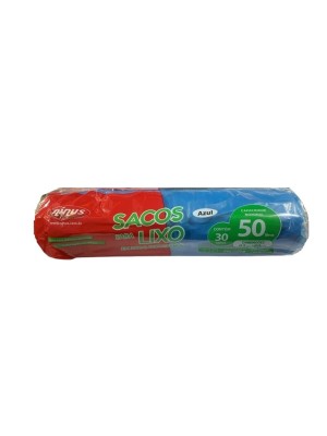 Rolo Saco de Lixo Plastico Cor Azul Capacidade 50 Litros com 30 unidades