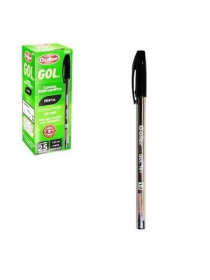 CANETA ESFEROGRAFICA PRETA CX C/25PCS GOL 101 UN.