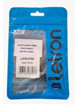ADAPTADOR CONVERSOR PARA MINI E MICRO HDMI LETRON UN