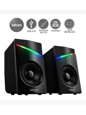 CAIXA DE SOM PC GAMER LIGHT LED RAINBOW 2X3W USB AUX UN. 
