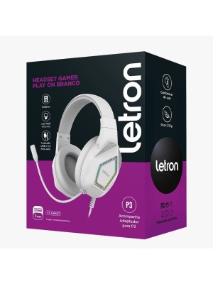 FONE DE OUVIDO / HEADSET GAMER PLAY ON BRANCO LED RAINBOW 2M DRIVER 40MM UN.