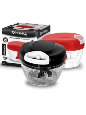 Processador de alimentos, triturador manual com 3 laminas 500ml alho, legumes, frutas