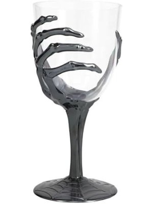 Taça Mão Esqueleto 18x8cm Preta – Copo Decorativo Halloween para Bebidas, Festas Temáticas e Decoração Assustadora