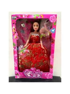 Boneca Bella Fashion Doll 30cm Articulada Moderna Princesa Acessório Vestido Rosa Pente Espelho Brinquedo Menina Moderna