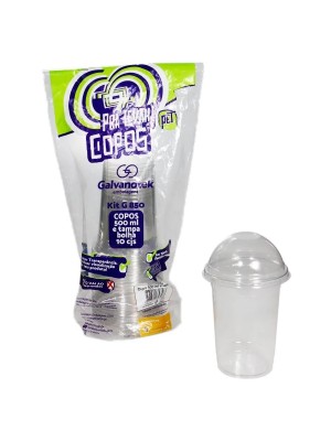 Pote Plástico 500ml Descartável Redondo c/tampa Bolha Galvanotek