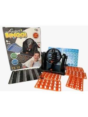Brinquedo Jogo De Bingo 10 Cartelas + 75 Numeros Globo Giratório Jogo Completo Infantil