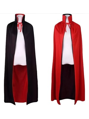 Capa Vampiro Adulto 140cm Dupla Face Preta e Vermelha Fantasia Halloween