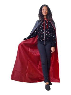 Capa de Vampiro Dupla Face Infantil 80cm – Fantasia Halloween Reversível para Crianças com Estilo Assustador e Divertido