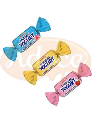 Bala mastigável sabor de frutas sortidas com iogurte (morango e iogurte, abacaxi e iogurte, framboesa e iogurte)