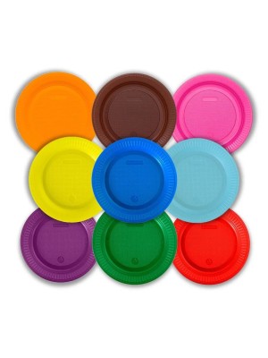 Prato Descartável Raso 15cm Sobremesa Laranja Neon