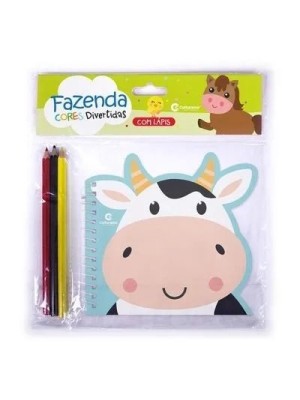 Livro Pop Cores Divertidas Com Lápis de Cor Fazenda Animais