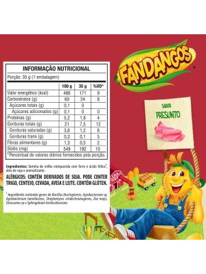 Salgadinho de Milho Presunto Fandangos Pacote 105g