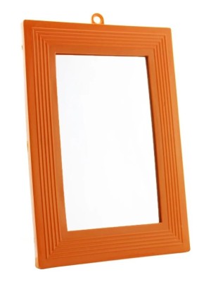 Espelho Retangular Com Moldura Plástica Laranja Uso Geral N° 14