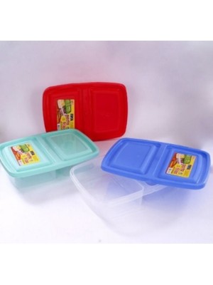 Porta Frios Plástico Duplo Retangular Com Tampa 1250ml