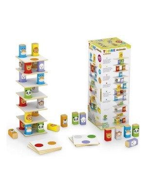 Torre Ludica Animais em Madeira Mdf com 40 Pecas