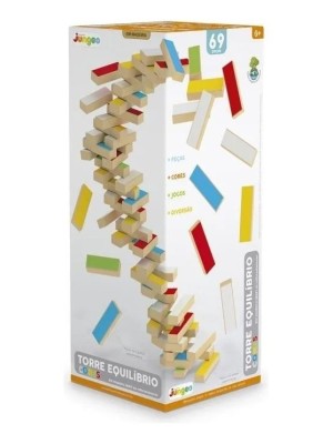 Torre Equilíbrio Cores Junges 69 Peças Madeira Mdf
