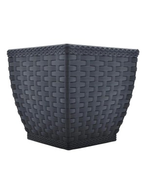 Vaso Cachepo Rattan Quadrado 5,4L Preto– Decoração Sofisticada para Casa e Jardim