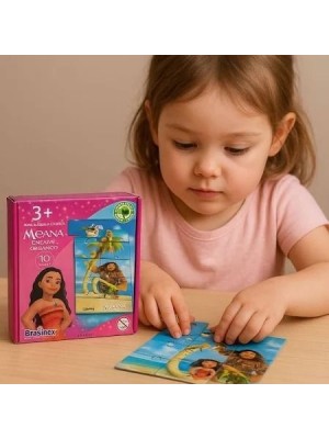 Mini Quebra-Cabeça Moana Disney Infantil 10 Peças em Madeira