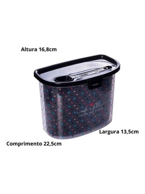 Porta Filtro e Café Plasútil 1,5L com Colher Medidora e Trava de Segurança