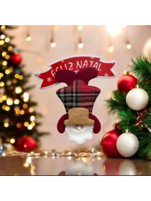Enfeite Natalino de Porta com Boneco – Mensagem Feliz Natal em Destaque